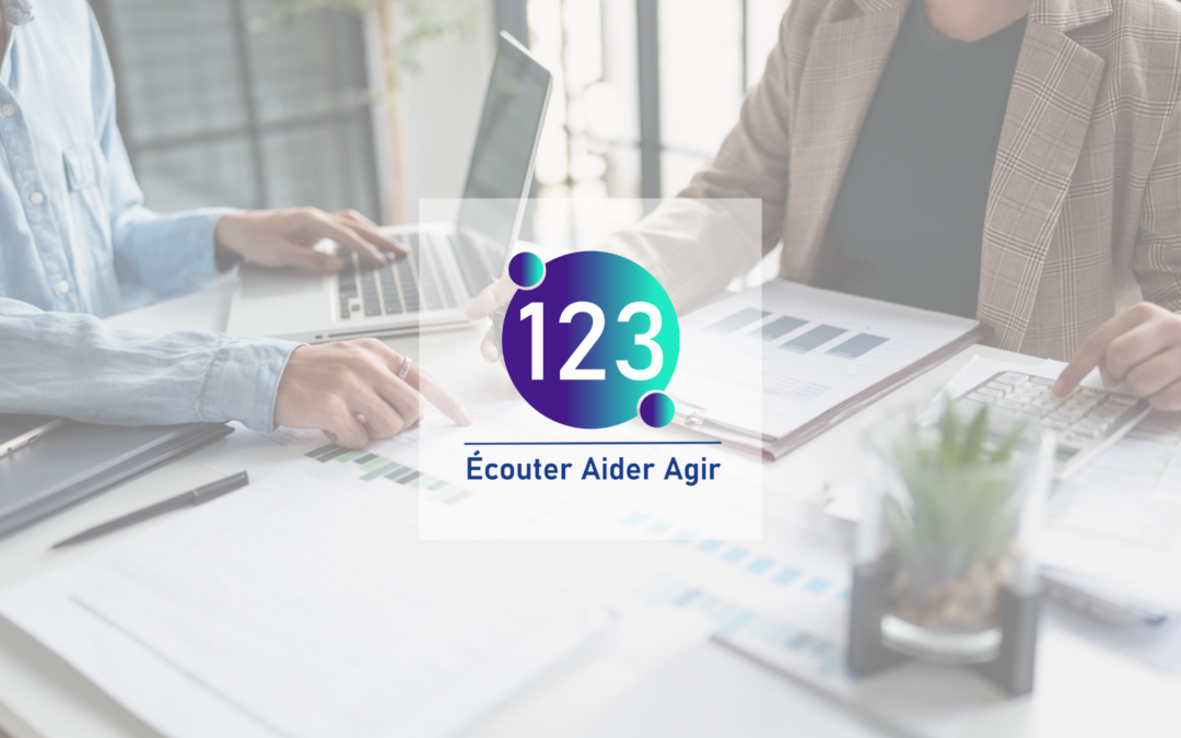 Refonte de l’identité visuelle — 1 2 3 Écouter Aider Agir